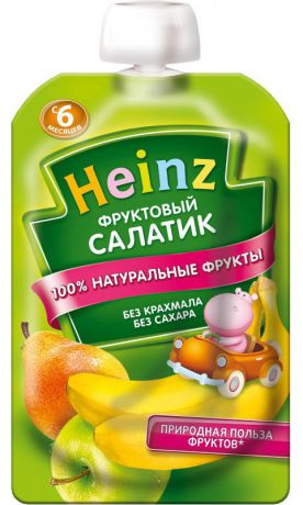 Heinz пюре фруктовый салатик, с 6 месяцев, 100 г (пауч)