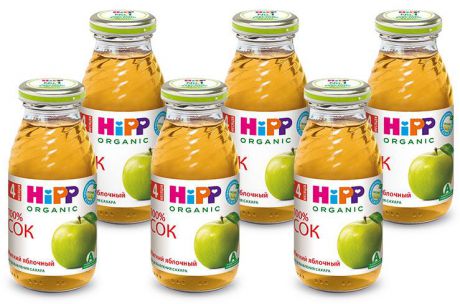 Hipp сок мягкий яблочный, с 4 месяцев, 6 шт по 200 г