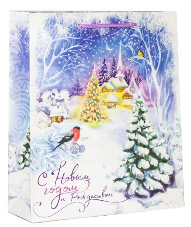 Пакет подарочный Дарите Счастье "Сказка зимнего леса", цвет: мультиколор, 12 х 5,5 х 15 см. 2113909