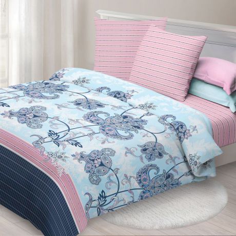 Комплект белья Спал Спалыч "Сказка", 1,5-спальный, наволочки 70х70, цвет: розовый, голубой