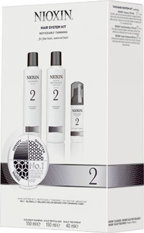 Косметический набор для волос Nioxin "Система 2", 3 ступенчатый, Шампунь, 150 мл + Кондиционер, 150 мл + Маска для кожи головы, 40 мл