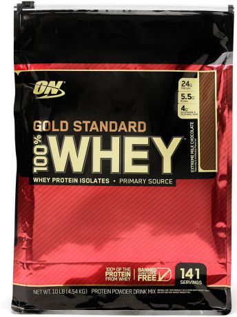 Протеин Optimum Nutrition "100% Whey Protein Gold Standard", шоколад, 4,535 кг