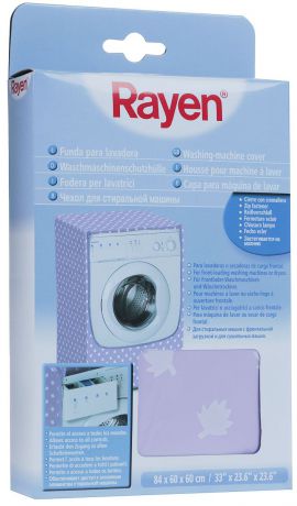 Чехол "Rayen", для стиральной машины с горизонтальной загрузкой, цвет: сиреневый, белый, 84 х 60 х 60 см
