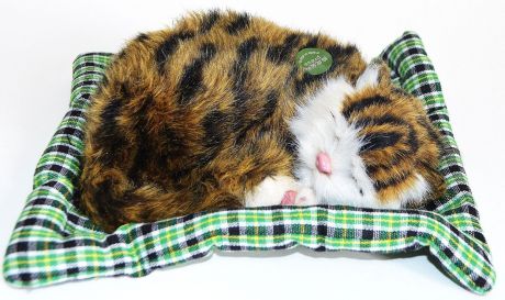 Vebtoy Фигурка Спящий котенок на коврике со звуком Мяу цвет коричневый CM362
