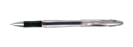 Ручка гелевая черная игольчатая "JAZZ" с металлическим наконечником, 0,5 мм в прозрачном корпусе с резиновой вставкой в цвет чернил, клип серебряный. 12 шт.