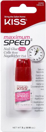 Клей для ногтей Kiss, супер крепкий, цвет: розовый, 3 г. KBGL03C