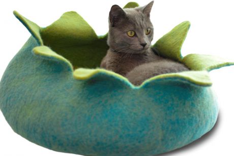 Корзина для животных Dharma Dog Karma Cat "Лепестки", цвет: голубой, зеленый, диаметр 14 дюймов
