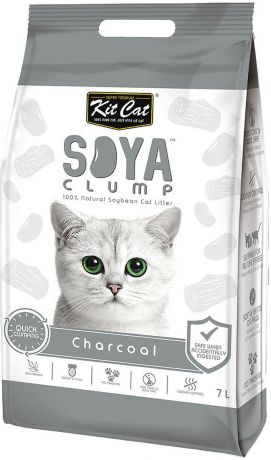Наполнитель для кошачьих туалетов Kit Cat Soya Clump, комкующийся, с активированным углем, 7 л