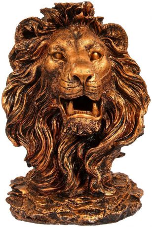 Фигура садовая "Голова льва", цвет: медный, 32 х 42 х 70 см