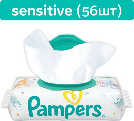 Pampers Влажные салфетки детские Sensitive 56 шт