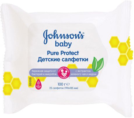 Johnson's baby Pure Protect Влажные салфетки 25 шт