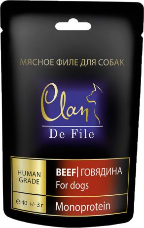 Лакомство Clan De File, для собак, с говядиной, 40 г