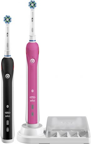 Набор электрических зубных щеток Oral-B Smart 4900, 4210201187486, розовый, черный, 2 шт