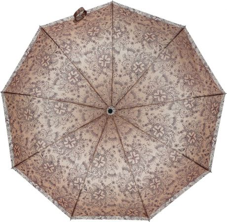 Зонт женский Zest, автомат, 3 сложения, цвет: светло-бежевый, коричневый. 239996-1097