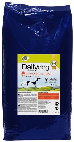 Корм сухой Daily Dog "Adult Medium Breed Turkey and Rice", для взрослых собак средних пород, с индейкой и рисом, 20 кг