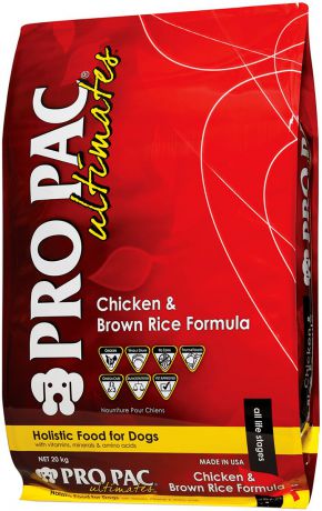 Корм сухой Pro Pac Ultimates "Суперпремиум. Сhicken & Brown Rice" для собак, с курицей и коричневым рисом, 20 кг
