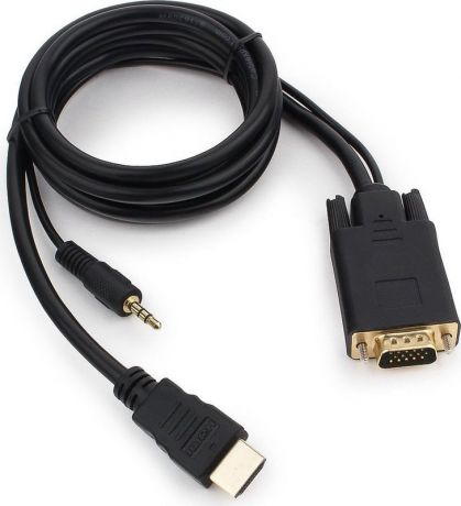 Кабель Cablexpert HDMI-VGA, 19M/15M + Jack3.5, 1,8 м, черный