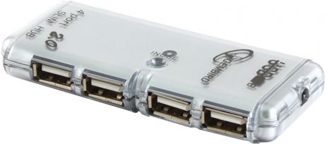 USB-концентратор Gembird UHB-C244, USB 2.0, 4 порта, серебристый