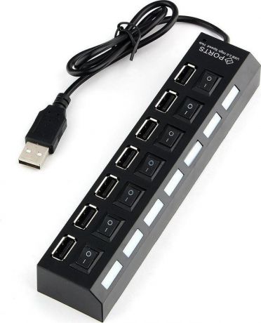 USB-концентратор Gembird 2.0, 7 портов, черный