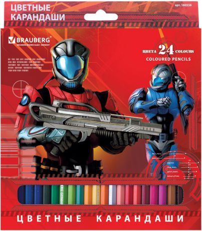 Brauberg Набор цветных карандашей Star Patrol 24 цвета 180558