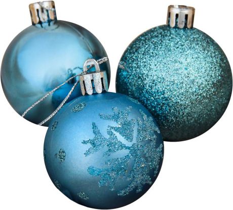 Набор елочных шаров "Танец снежинок", цвет: голубой, диаметр 5 см, 27 шт