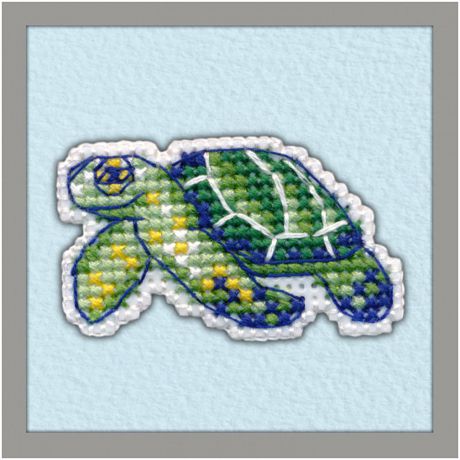 Набор для вышивания значка Овен "Черепаха" на пластиковой основе, 4,4 х 4,5 см