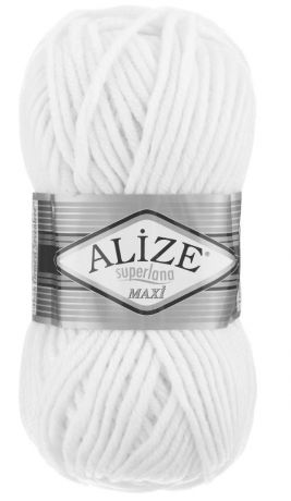 Пряжа для вязания Alize "Superlana Maxi", цвет: белый (55), 100 м, 100 г, 5 шт