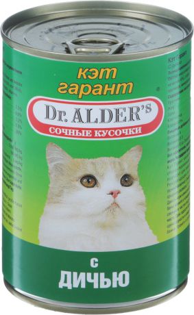 Консервы Dr. Alders "Cat Garant" для взрослых кошек, с дичью, 415 г