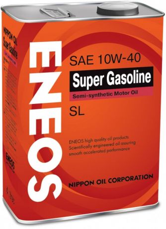 Масло моторное ENEOS "Super Gasoline", полусинтетическое, 10W-40, 4 л