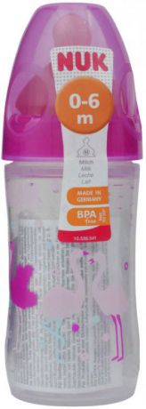 Бутылочка для кормления NUK First Choice New Classic, с латексной соской FC, от 0 месяцев, 150 мл, 10743595-Фламинго розовый