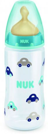 Бутылочка для кормления NUK First Choice Plus, с латексной соской, от 0 месяцев, 300 мл, 10741677-Авто бирюзовый