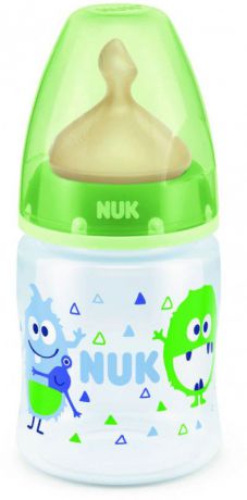 Бутылочка для кормления NUK First Choice Plus, с латексной соской, от 0 месяцев, 150 мл, 10743617-Монстры зеленые