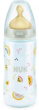 Бутылочка для кормления NUK First Choice Plus, с латексной соской, от 0 месяцев, 300 мл, 10741677-Дыня бежевая