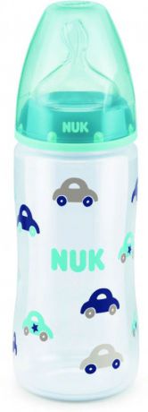 Бутылочка для кормления NUK First Choice Plus, с силиконовой соской, от 0 месяцев, 300 мл, 10741578-Авто бирюзовый