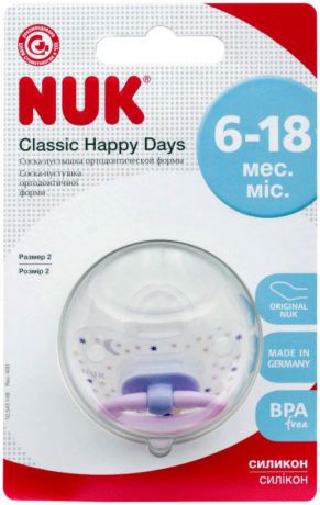 Пустышка NUK Happy Days, силиконовая, от 6 месяцев, 10735136-Розовый