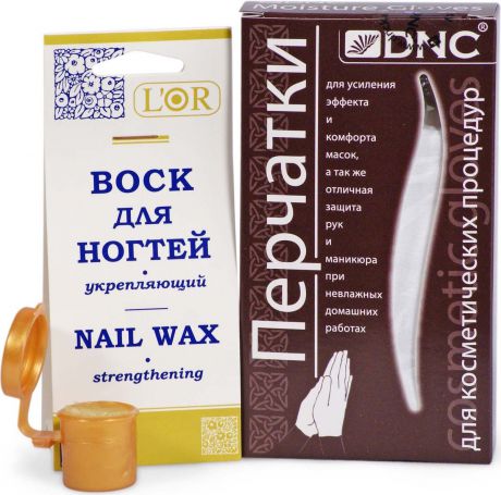 DNC Набор: Перчатки косметические, Воск для ногтей укрепляющий L