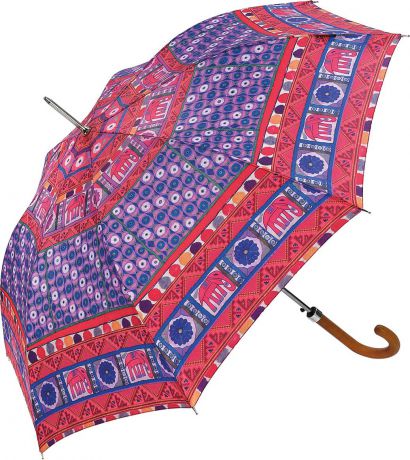 Зонт-трость женский Bisetti, полуавтомат, цвет: фиолетовый, красный. 34167-3