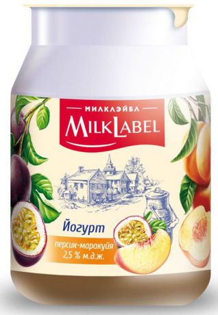 Йогурт в бидончике Персик-Маракуйя MilkLabel, 2,5%, 150 г