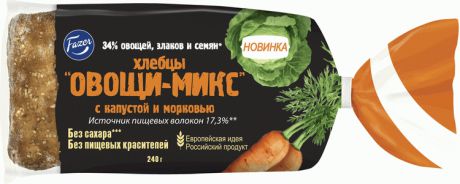 Хлеб Fazer "Хлебцы Овощи-Микс Капуста и морковь", 240 г