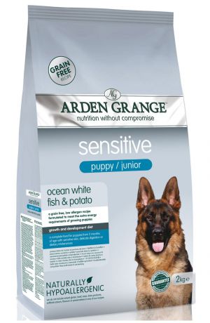 Корм сухой Arden Grange Sensitive Puppy/Junior для щенков и молодых собак, с деликатным желудком и чувствительной кожей, 12 кг