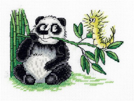 Набор для вышивания крестом Klart "Панда и гусеница", 16 х 12,5 см