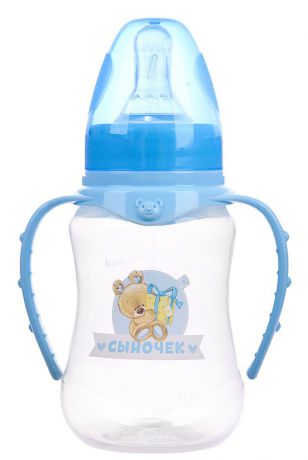 Бутылочка для кормления Mum&Baby "Мишка Томми", 2969852, голубой, с ручками, 150 мл