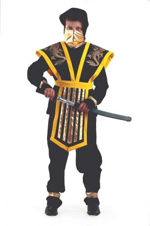 Батик Костюм карнавальный для мальчика Мастер Ниндзя цвет желтый размер 38