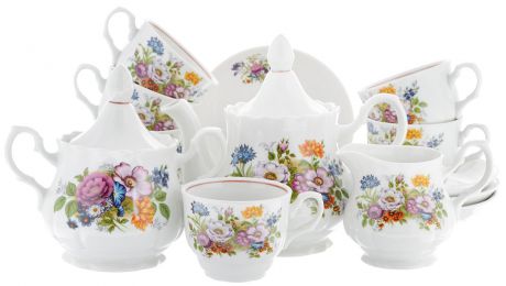 Сервиз чайный "Романс. Букет цветов", 15 предметов