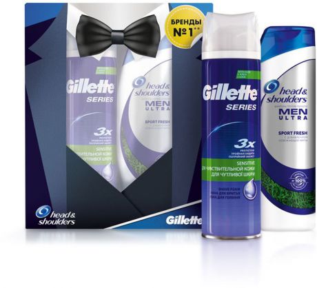 Gillette Series подарочный набор: пена для чувствительной кожи, 250 мл + Head&Shoulders Sports Fresh, 200 мл