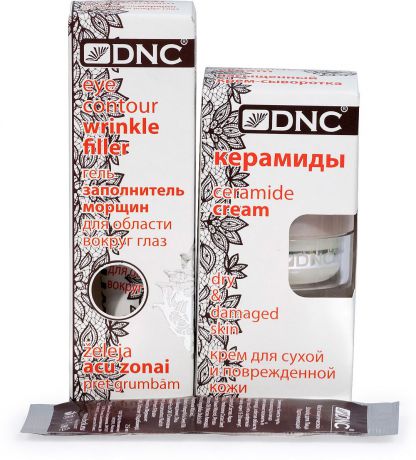 Набор DNC "Керамиды" крем для сухой и поврежденной кожи, 15 мл + заполнитель морщин вокруг глаз, 15 мл + шоколад для лица, 7,5 мл
