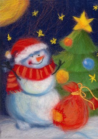 Набор для валяния Woolla "Новогодний снеговик", WA-0180