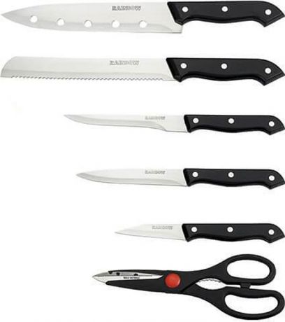 Набор кухонных ножей Rainbow, MR-1400, черный, 7 предметов