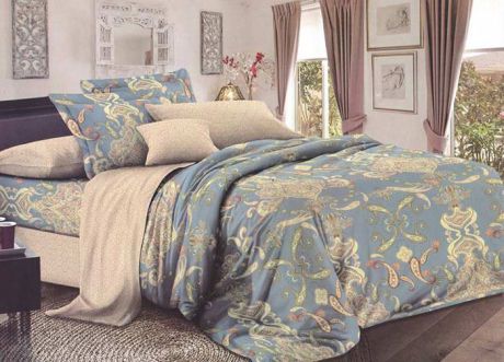Комплект белья Primavera "Шик", 1,5-спальный, наволочки 70x70, цвет: голубой. 3502S