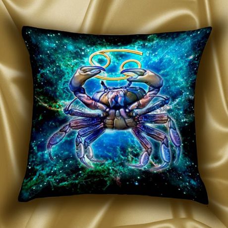 Подушка декоративная МарТекс "Звездный круг. Рак", цвет: голубой, 45 х 45 см